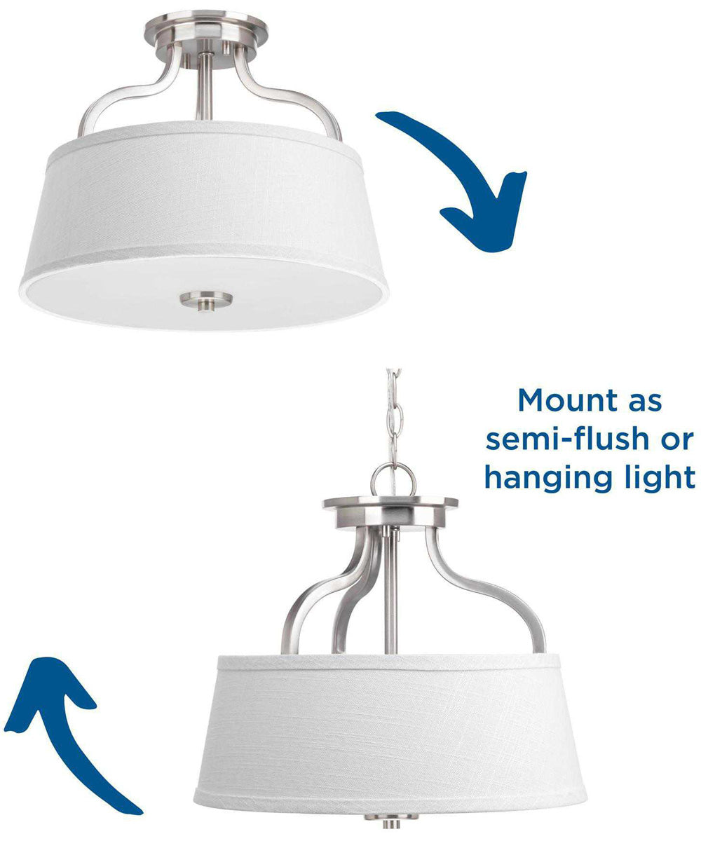 Arden 2-Light 14" Semi-Flush Convertible Brushed Nickel