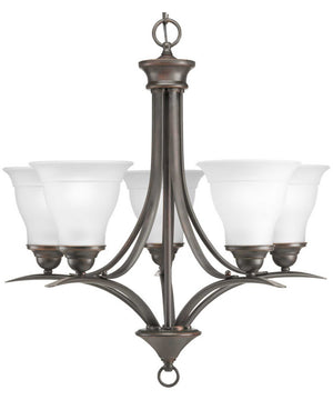 Trinity 5-Light Etched Glass Traditional Chandelier Light Antique Bronze