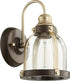7"W 1-light Wall Mount Light Fixture Aged Brass w/ Oiled Bronze