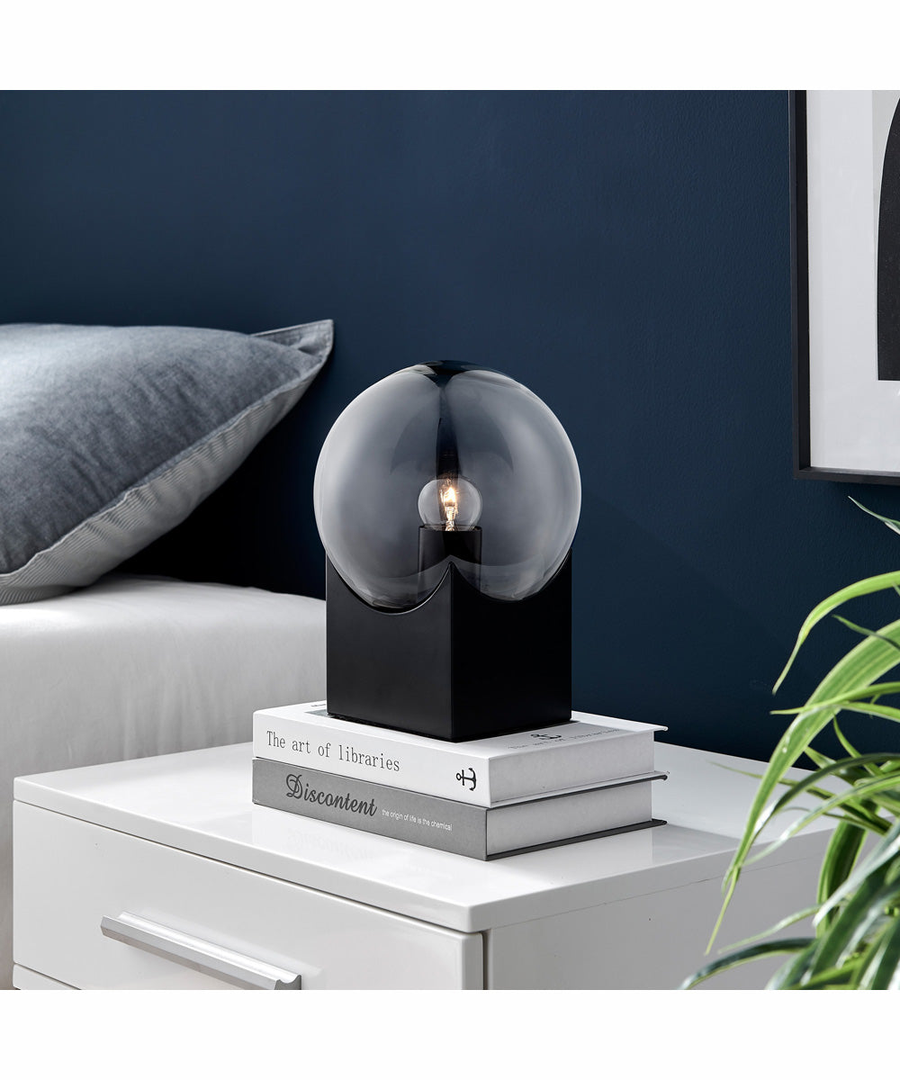 Oksena 1-Light Table Lamp Black/Smoke Glass Shade