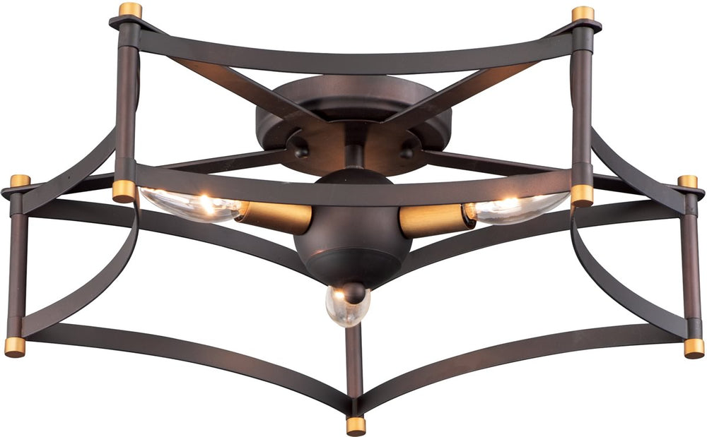 20"W Wellington 3-Light Ceiling Flushmount Oil Rubbed Bronze / Antique Brass