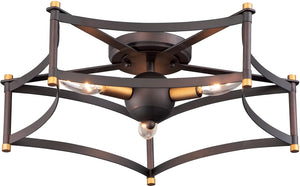 20"W Wellington 3-Light Ceiling Flushmount Oil Rubbed Bronze / Antique Brass