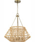 Laila 4-Light Coastal Chandelier with Woven Jute Accents Vintage Brass