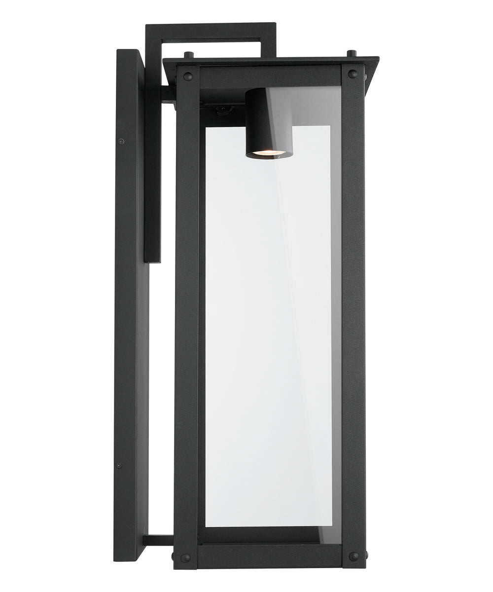 Hunt 1-Light Outdoor Wall Mount In Black With Clear Glass