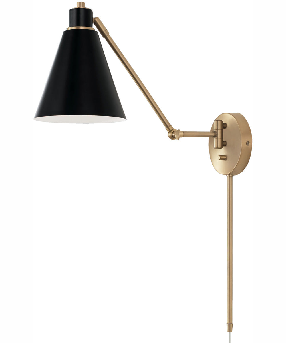 Bradley 1-Light Plug In Sconce Aged Brass and Black, 7"W