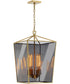 Klassen 4-Light Pendant Aged Brass/Smoke Mirror Glass Shade