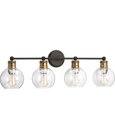 Hansford 4-Light Clear Glass Coastal Bath Vanity Light Antique Bronze
