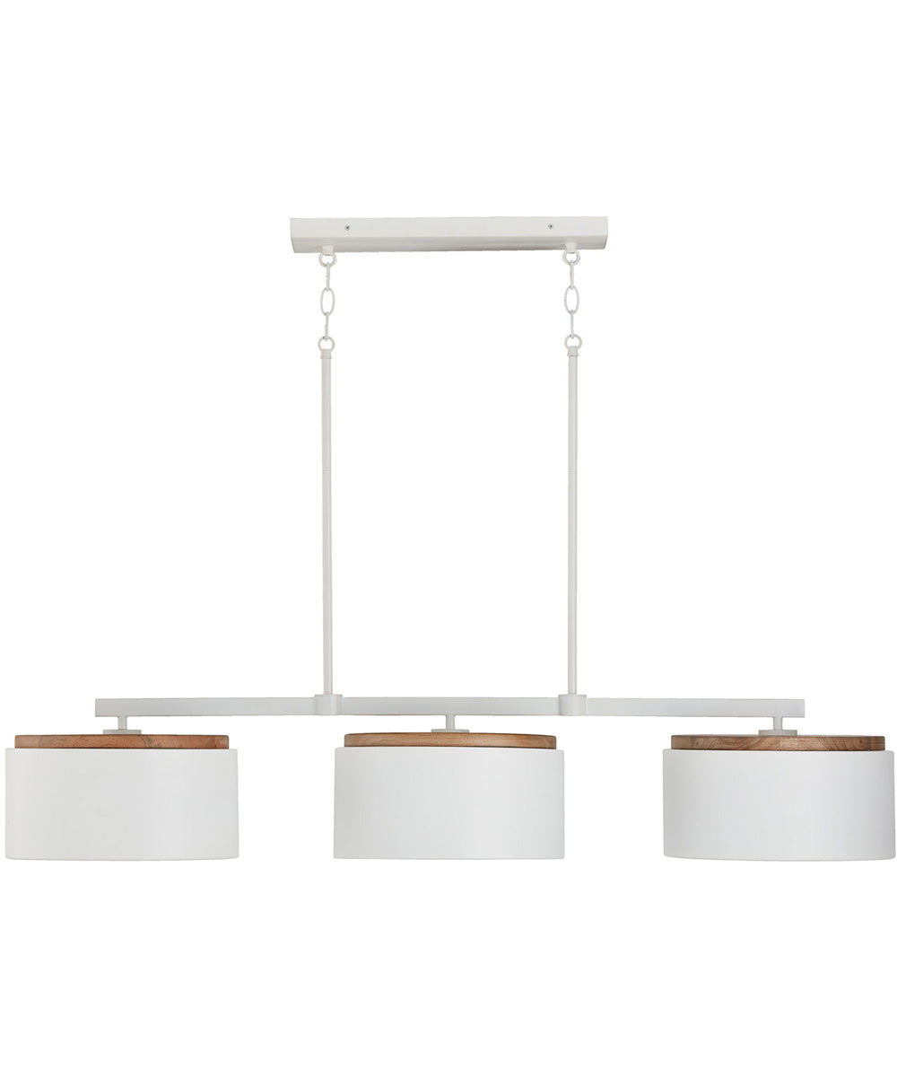 Liam 3-Light Island Light Wood and White