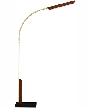 Jameson 1-Light Led Floor Lamp Walnut/Antique Brass/Black Marble Base