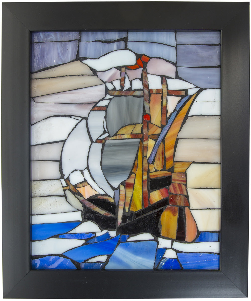 Sailboat Mosaic Art Glass Wall Panel