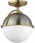 Duke 1-Light Semi Flush Mount Satin Nickel / Satin Brass