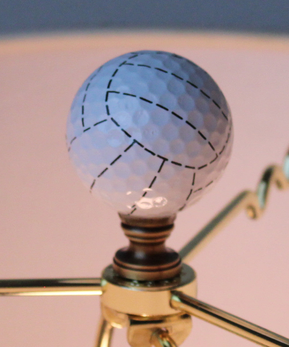 2"H Volleyball Lamp Finial White with Black Stripes