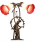 17" High Red/White Pond Lily Tiffany Pond Lily 2 Light Trellis Girl Accent Lamp