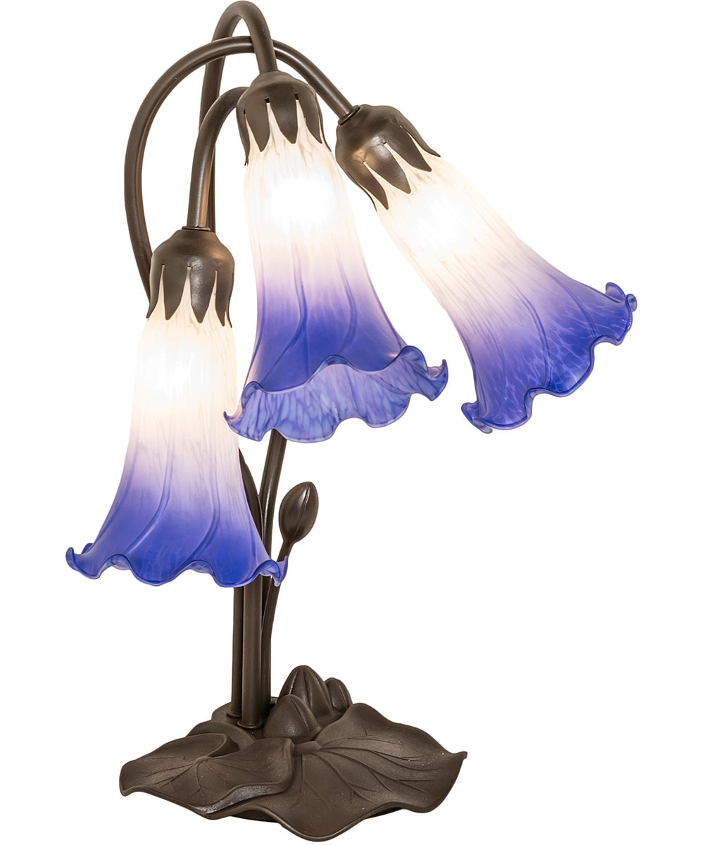 flower lamp lily 16 High Blue/White Pond Lily Tiffany Pond Lily 3 Light Accent Lamp 251859