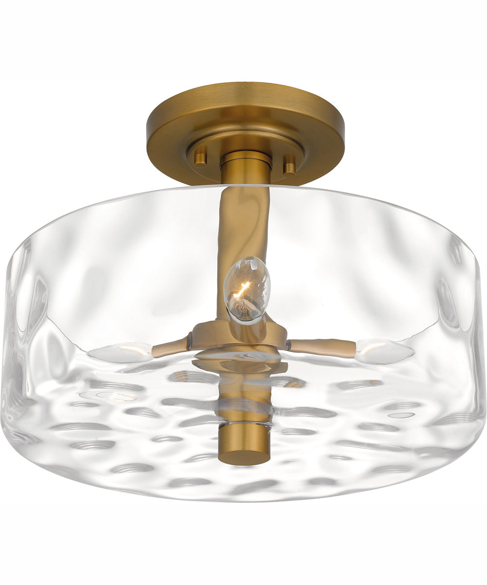 Quoizel Semi-Flush Mount Medium 3-light Semi Flush Mount Aged Brass
