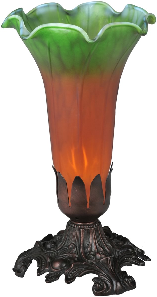 8"H Amber/Green Pond Lily Accent Lamp
