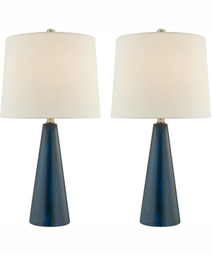 Pillan 1-Light 2 Pack-Table Lamp Blue Ceramichrome/ White Linen Shade