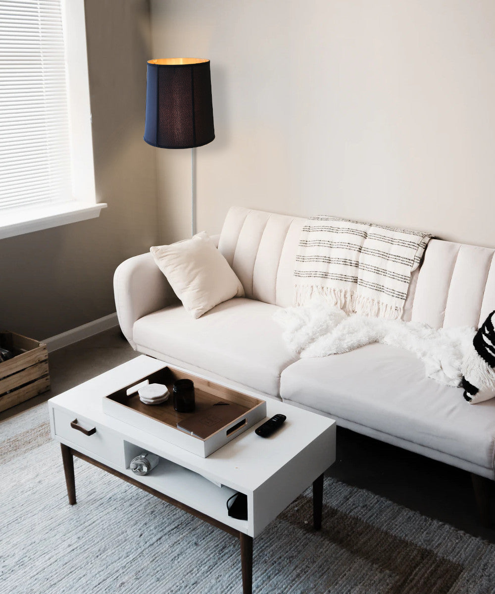 14"W Floating Shade Plug-In Wall Light Black Fabric with Gold Liner