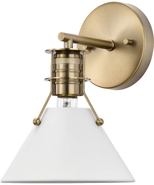 Outpost 1-Light Vanity & Wall Matte White / Burnished Brass