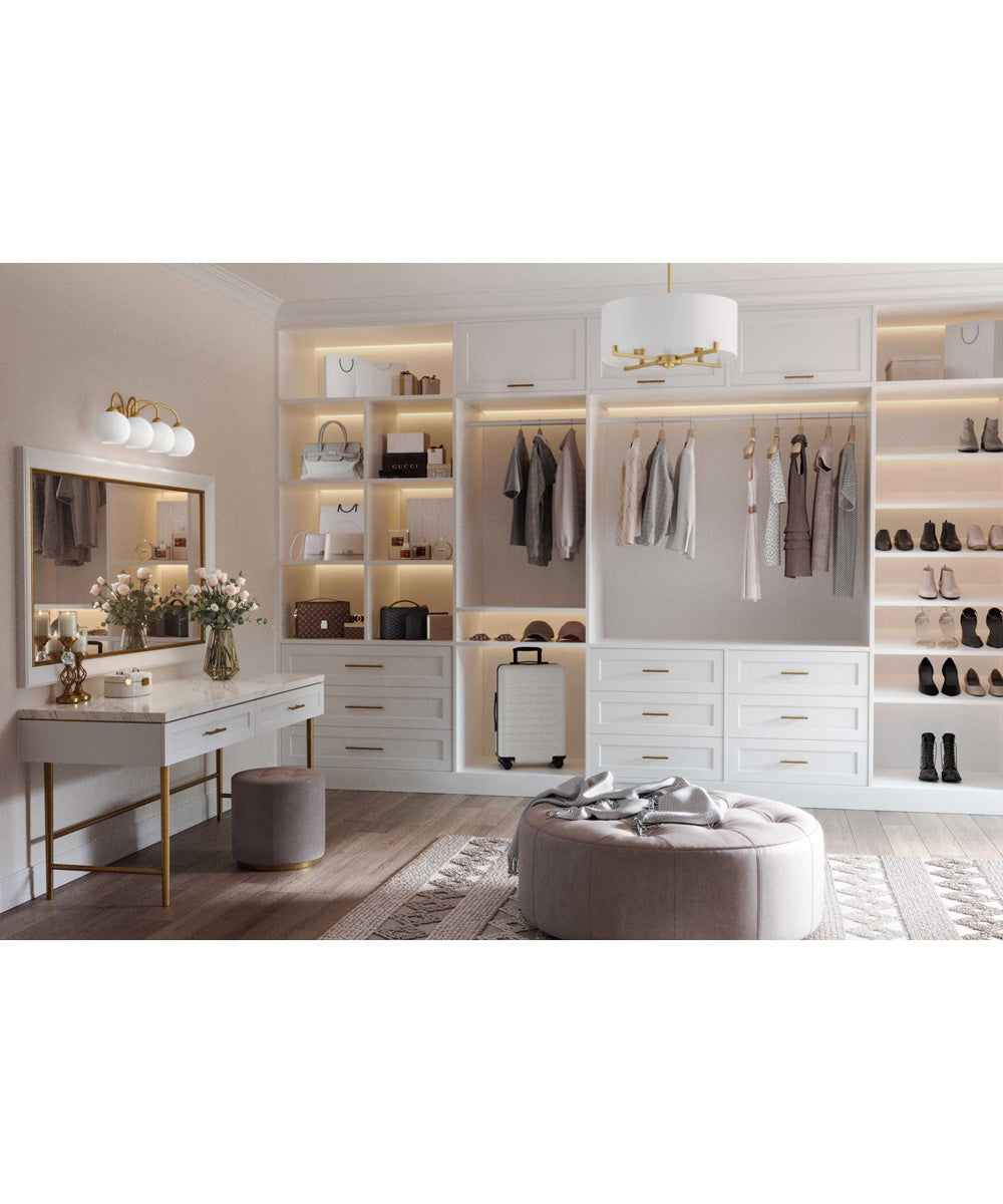 Carisa 4-Light Opal Glass Mid-Century Modern Bath Vanity Light Vintage Gold