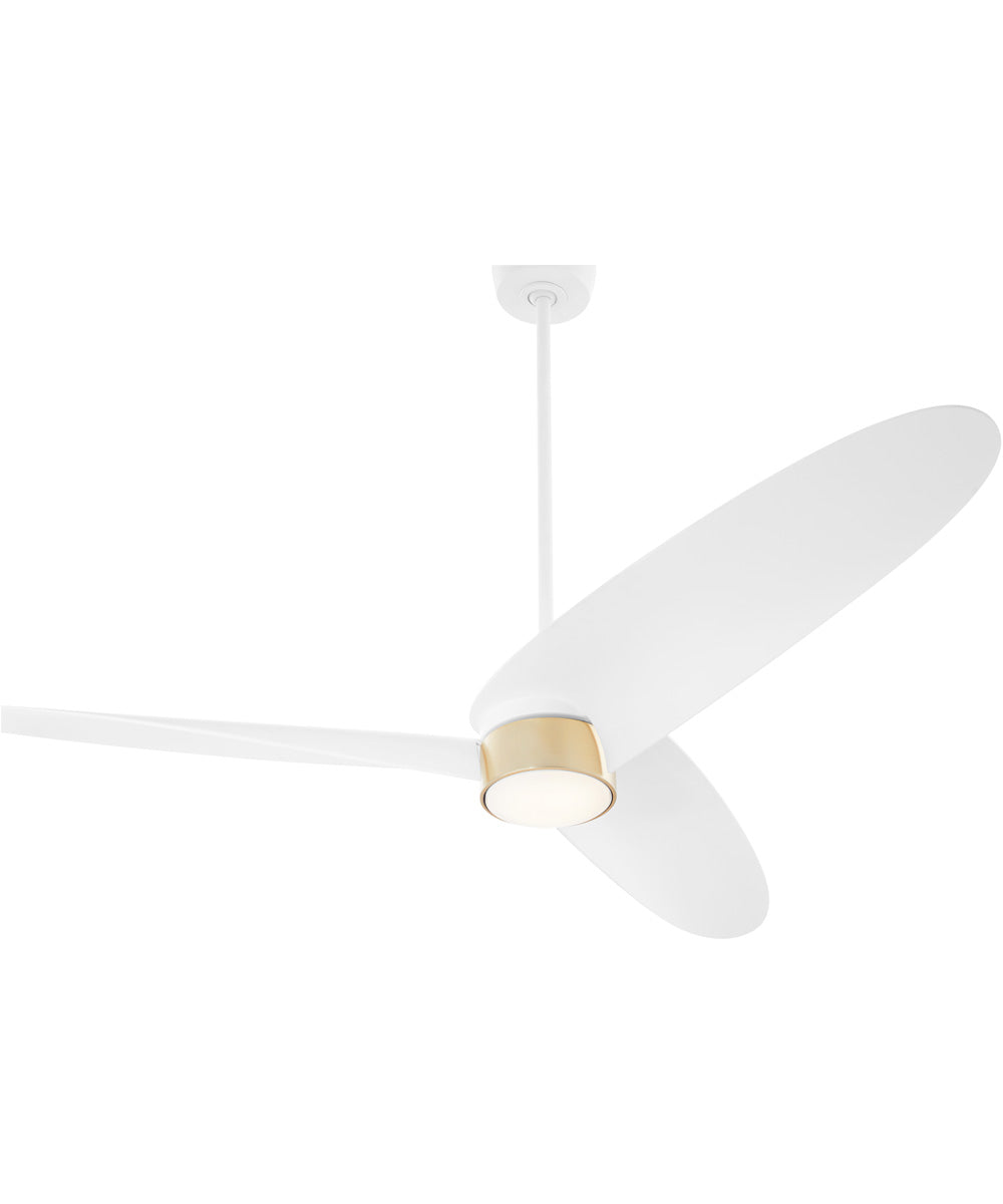 60" Brisa 1-light LED Patio Ceiling Fan Studio White w/ Aged Brass