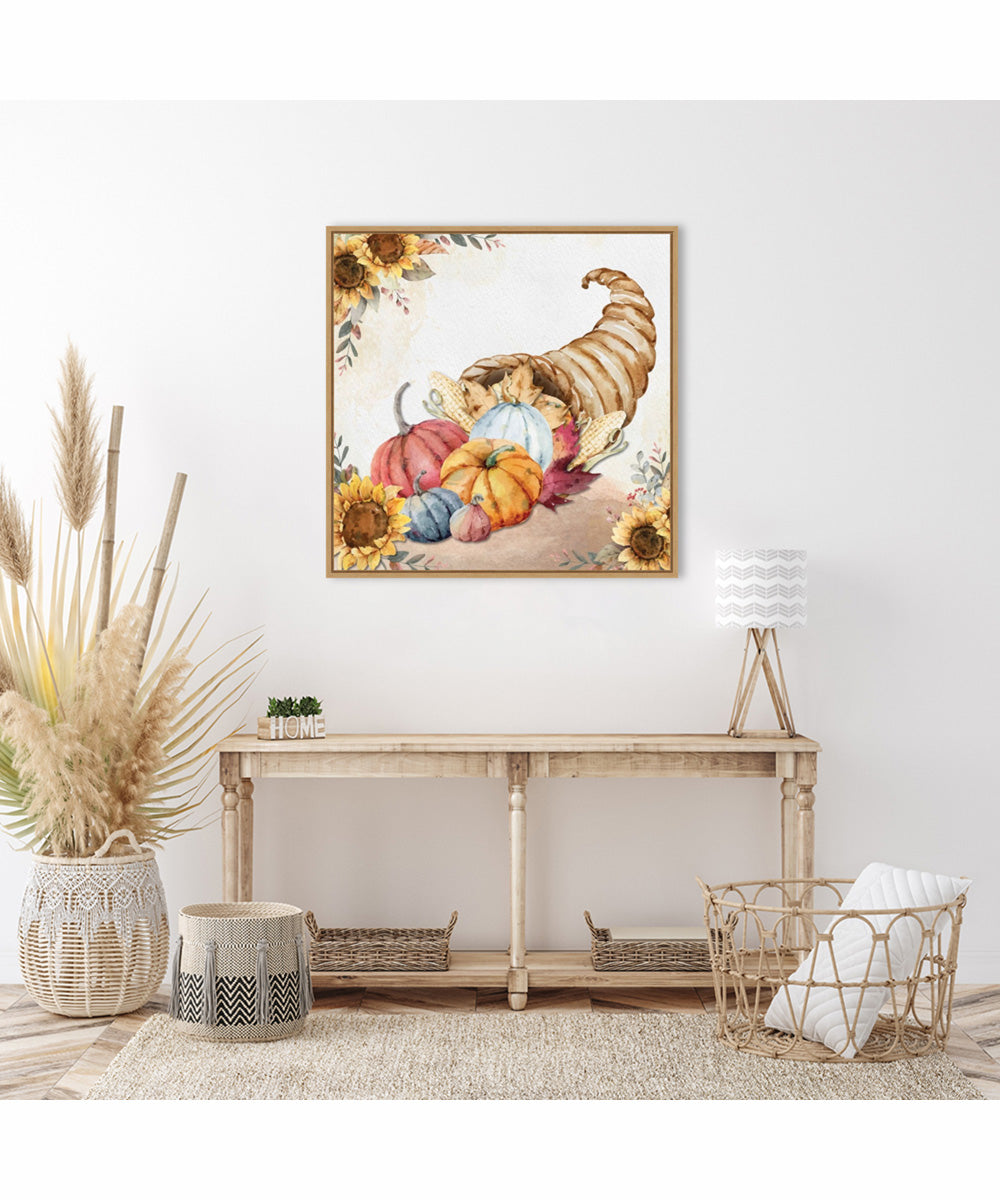 Framed Harvest Cornucopia by Art Nd Canvas Wall Art Print (30  W x 30  H), Sylvie Maple Frame