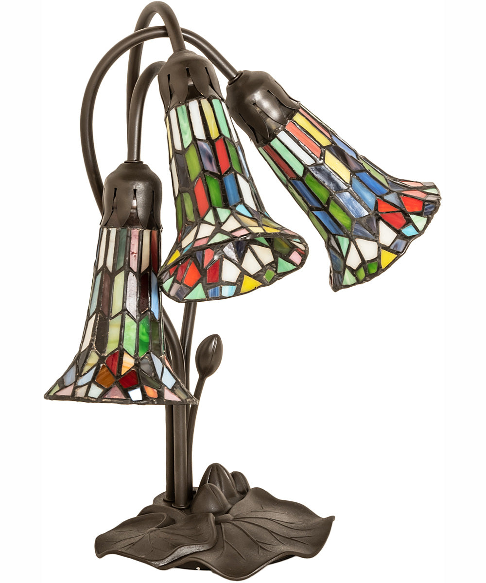 16" High Stained Glass Pond Lily 3 Light Accent Lamp