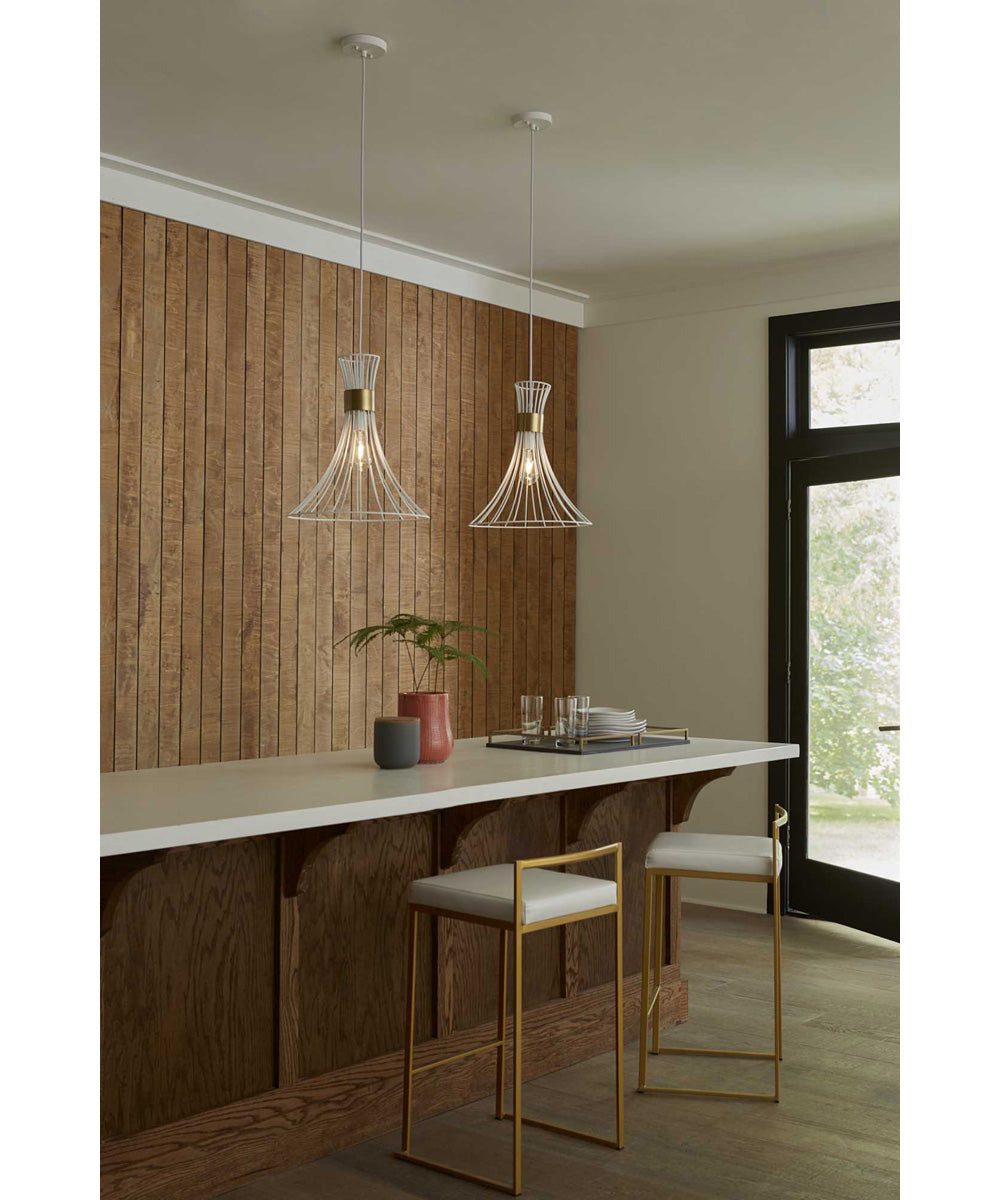 Lorin 1-Light Mid-Century Modern Metal Pendant Light Satin White