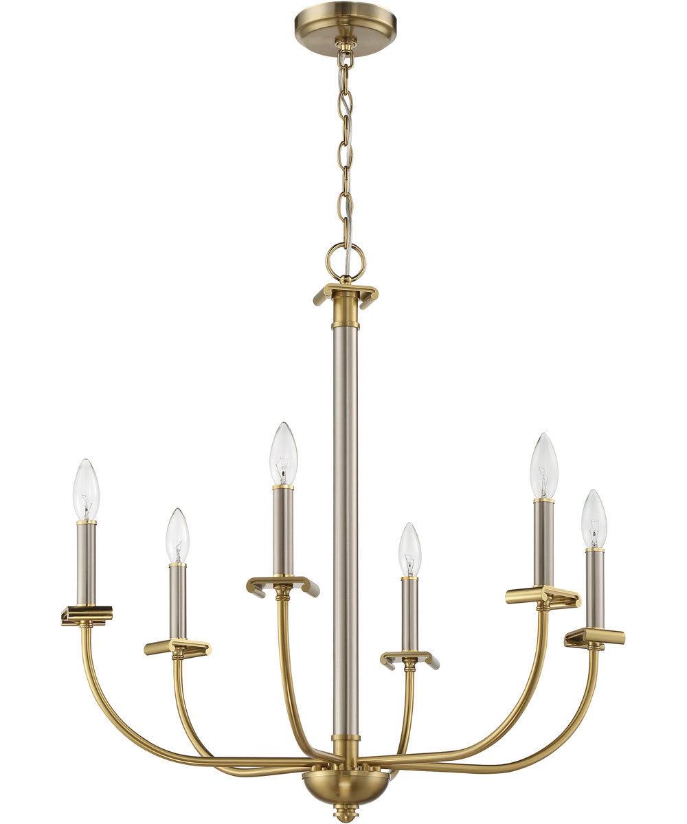 Stanza 6-Light Chandelier Brushed Polished Nickel / Satin Brass