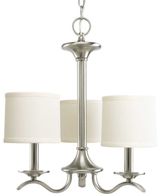 Inspire 3-Light Off-White Linen Shade Traditional Chandelier Light Brushed Nickel