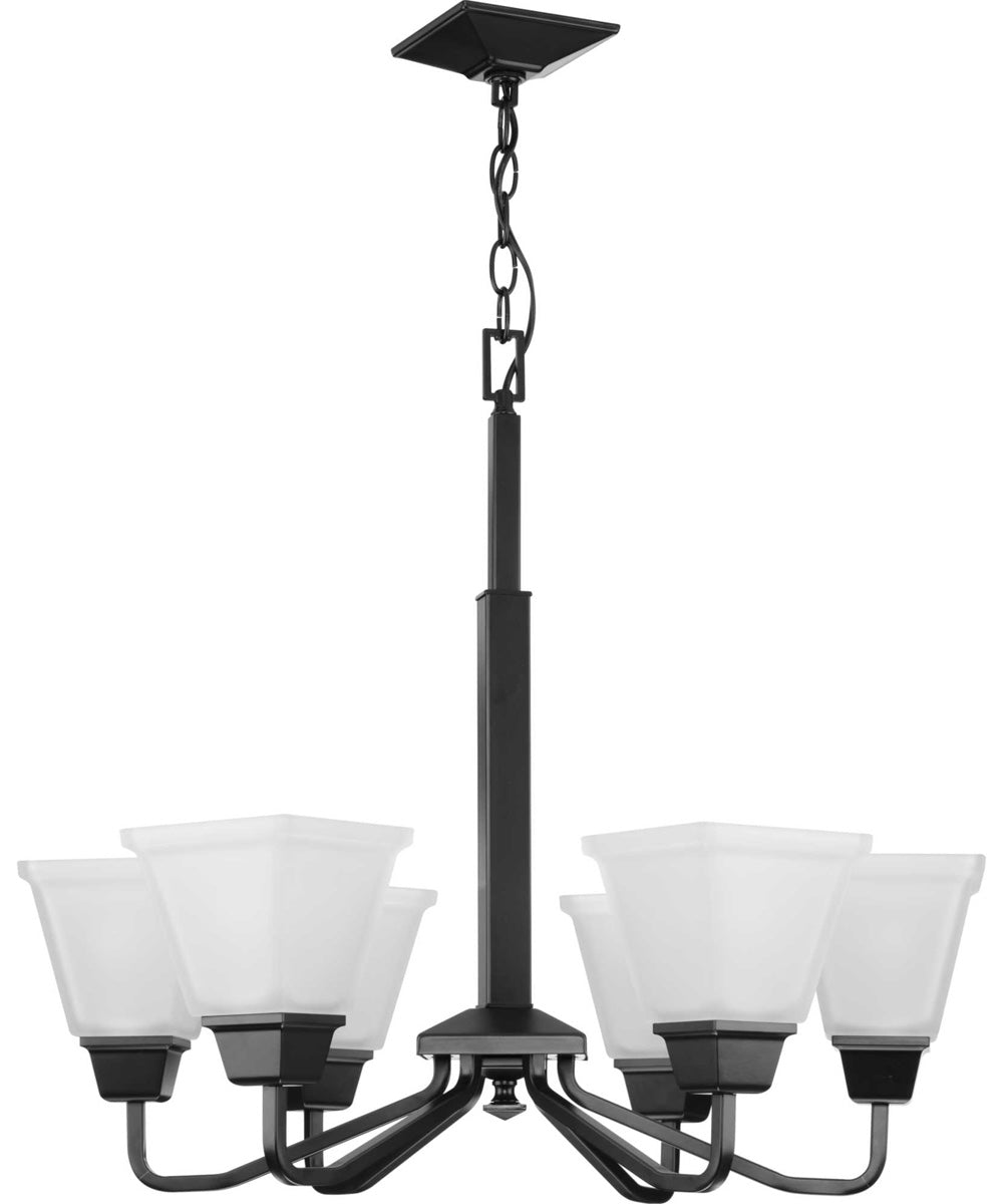 Clifton Heights 6-Light Modern Farmhouse Etched Glass Chandelier Light Matte Black