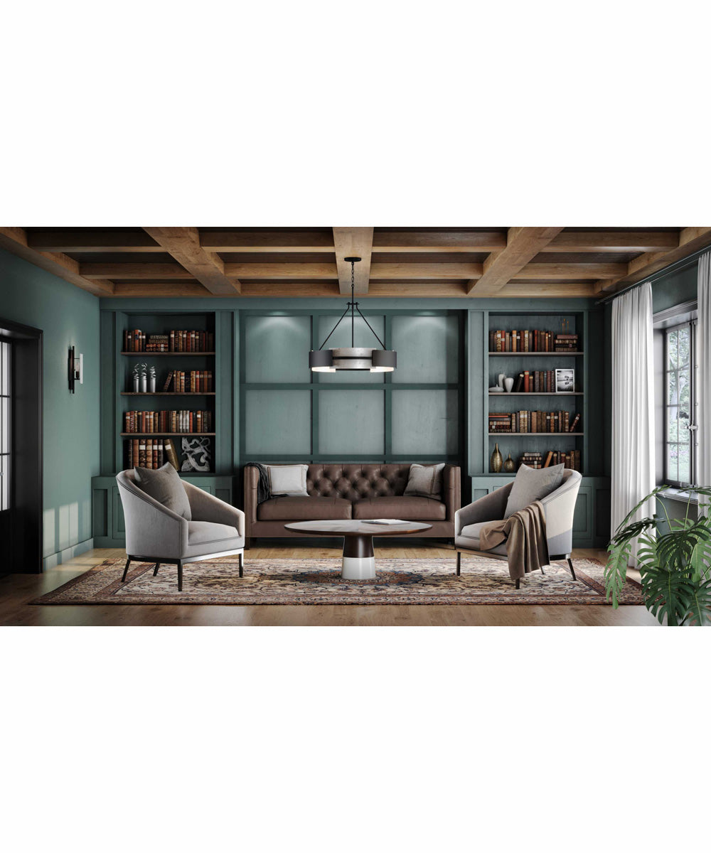 Lowery 5-Light Matte Black/Aged Silver Leaf Industrial Luxe Pendant Matte Black