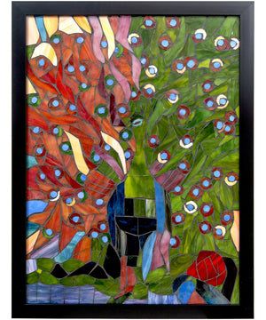 Peacock Mosaic Art Glass Wall Panel