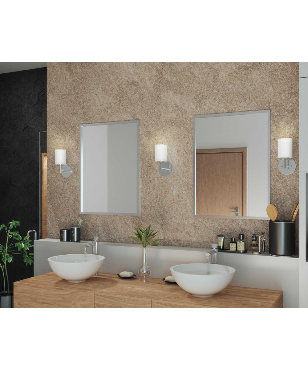 Replay 1-Light Etched White Glass Glass Modern Bath Vanity Light Polished Nickel