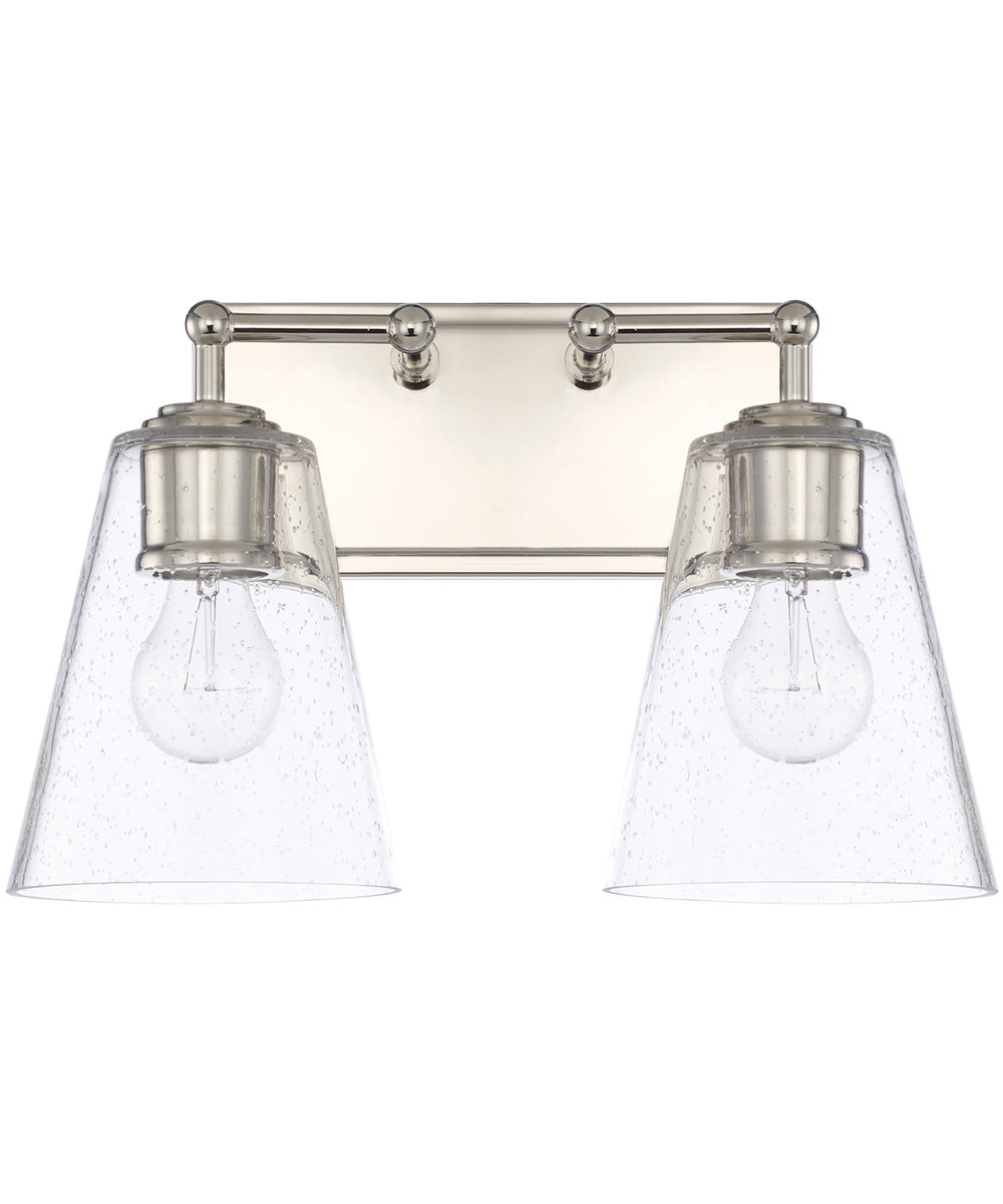 2-Light Vanity In Polished Nickel With Clear Seeded Glass
