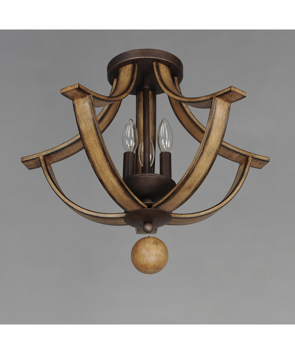 Basque 3-Light Semi-Flush Mount Driftwood/Anthracite