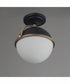 Duke 1-Light Semi Flush Mount Black/Weathered Brass