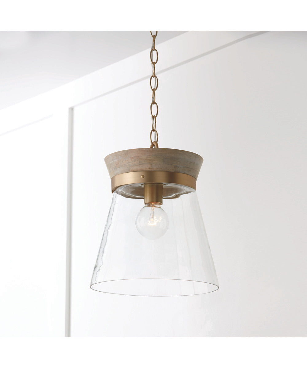 Finn 1-Light Pendant White Wash and Matte Brass