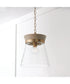 Finn 1-Light Pendant White Wash and Matte Brass