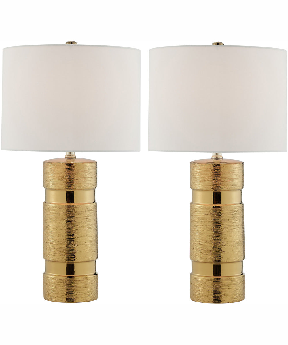 Lucano 2-Light 2 Pack-Table Lamp Gold/White Linen Shade