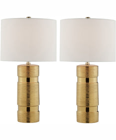 Lucano 2-Light 2 Pack-Table Lamp Gold/White Linen Shade