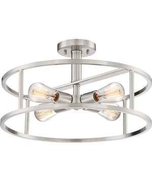New Harbor Large 4-light Semi Flush Mount Brushed Nickel