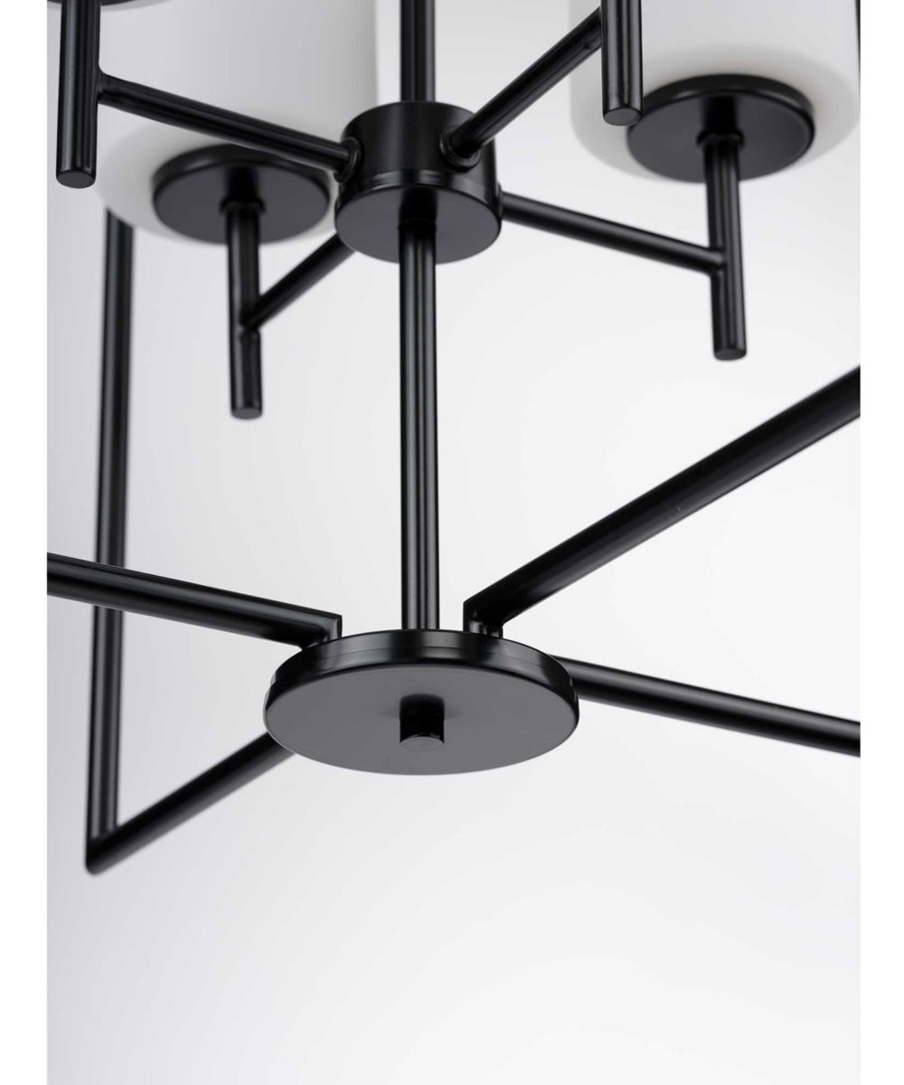 Replay 4-Light Etched White Glass Modern Pendant Light Textured Black