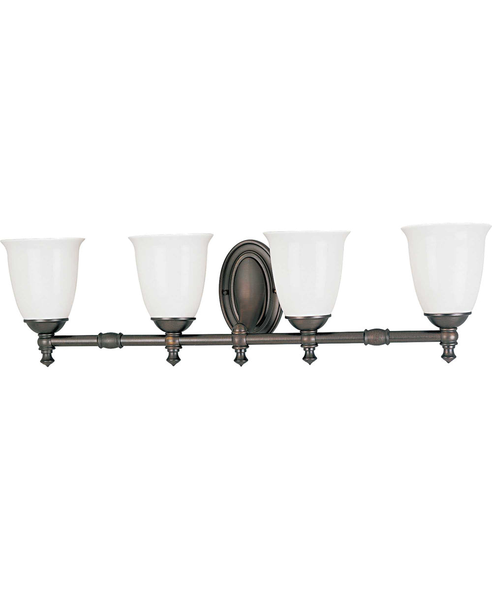 Victorian 4-Light White Opal Glass Farmhouse Bath Vanity Light Venetian Bronze