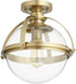 13"W 1-light Ceiling Flush Mount Aged Brass