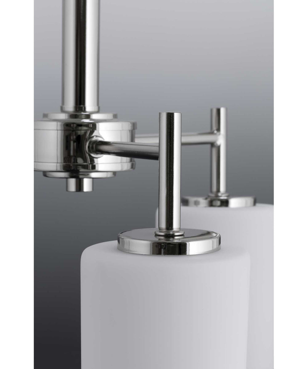 Replay 5-Light Etched White Glass Modern Chandelier Light Polished Nickel