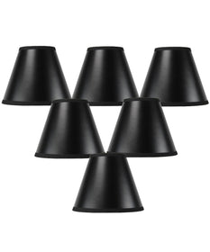 6"W x 5"H Set of 6 Black Parchment Gold-Lined Chandelier Candle Clip Lamp Shade