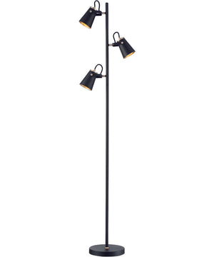 Edward 3-Light  Floor Lamp Black/Brass