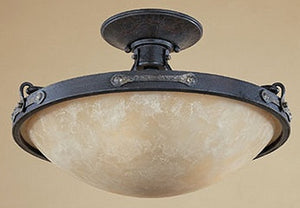 16"W Austin 2-Light Semi Flush Mount Weathered Saddle