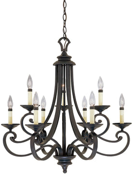 28"W Barcelona 9-Light Chandelier Natural Iron